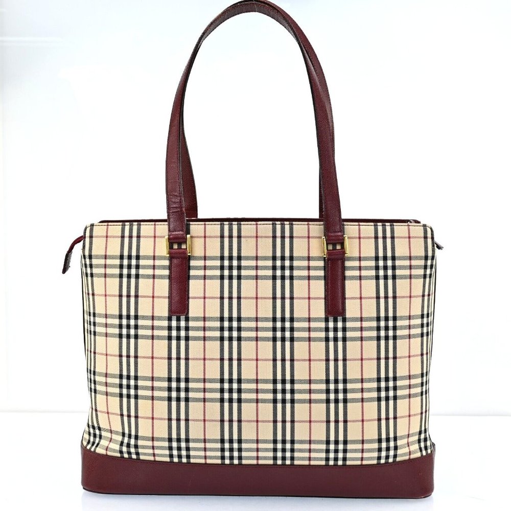 Auth Burberry Nova Check Hand Bag Red #45301B23B